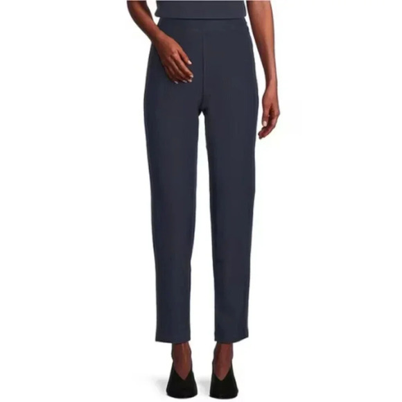 Eileen Fisher  Womens Size Large Blue Crepe Pull On Ankle Pant - Picture 1 of 13